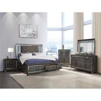 Acme Sawyer 5-Drawer Wooden Chest In Metallic Gray