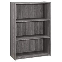 Monarch Specialties I Bookcase-36 Hgrey With 3 Shelves Bookcase Gray