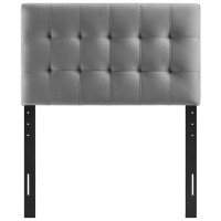 Modway Lily Biscuit Tufted Twin Performance Velvet Headboard, Gray