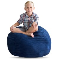 Creative Qt Stuff ?? Sit Extra Large 38??? Bean Bag Storage Cover For Stuffed Animals & Toys - Royal Blue Corduroy - Toddler & Kids??Rooms Organizer - Giant Beanbag Great Plush Toy Hammock Alternative