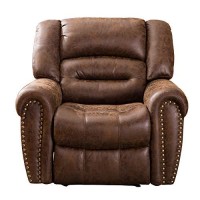 Anj Electric Recliner Chair W/Breathable Bonded Leather, Classic Single Sofa Home Theater Recliner Seating W/Usb Port (Nut Brown)