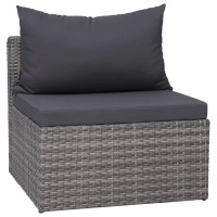 Vidaxl Patio Sofa Set 6 Piece, Sectional Sofa For Outdoor Backyard, Couch With Cushions, Patio Furniture Set With Table, Poly Rattan Gray