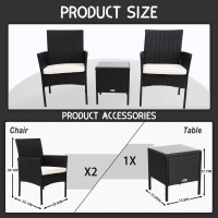 Dimar Garden Outdoor Chairs Furniture Set,Patio Wicker Chairs With Table,3 Pieces Black