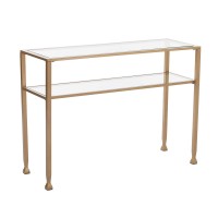 Sei Furniture Jaymes Metal & Glass 2-Tier Console Table, Soft Gold