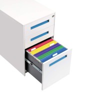 Laura Davidson Furniture Stockpile Square Mobile 3-Drawer File Cabinet (White/Bright Blue)