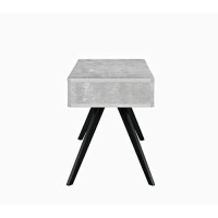 Benjara Faux Concrete Desk With Two Drawers And Flared Legs, Black And Gray