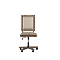 Benjara Wooden Executive Office Chair With Leatherette Upholstered Seat And Back, Brown And Beige