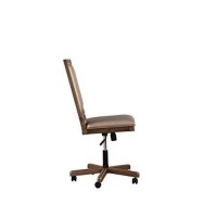 Benjara Wooden Executive Office Chair With Leatherette Upholstered Seat And Back, Brown And Beige