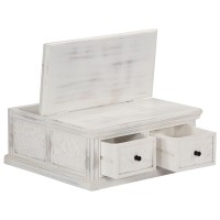 Vidaxl Coffee Table White 27.6X27.6X11.8 Solid Mango Wood