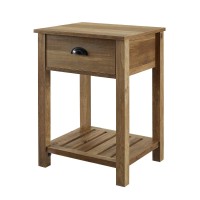 Walker Edison Farmhouse Square Side Accent Table Set-Living-Room Storage End Table With Storage Door Nightstand Bedroom, 18 Inch, Rustic Oak