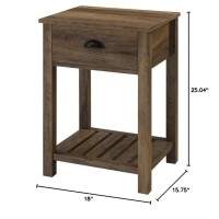 Walker Edison Farmhouse Square Side Accent Table Set-Living-Room Storage End Table With Storage Door Nightstand Bedroom, 18 Inch, Rustic Oak