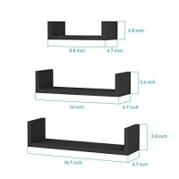 Sriwatana Floating Shelves Wall Mounted, Solid Wood Wall Shelves, Black