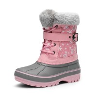 Dream Pairs Girls Faux Fur-Lined Insulated Waterproof Winter Snow Boots Kriver-3 Pink Size 6 Big Kid