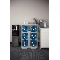 Bottle Buddy Water Racks - 3 And 5 Gallon Bottles - 6-Tray Jug Storage System - Floor Protector For Drips - Free-Standing Organizer For Home, Office, Kitchen, Warehouse - Gray