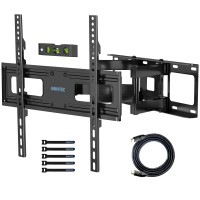 Bontec Full Motion Tv Wall Mount For 23-70 Led Oled Olcd Uhd Flat Curved Tvs, Tilt Swivel Dual Articulating 6 Arms Tv Bracket Supports Up To 99Lbs, Max Vesa 400X400Mm, Fit 8/12/16 Studs