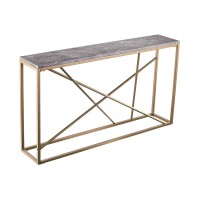 Sei Furniture Arendal Skinny Console Table, Gray Faux Marble, Gold