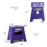 Acko Folding Step Stool 13 Inch Plastic Folding Stool,Kitchen Step Stool,Upgraed Foldable Step Stool For Kids And Adults,Plastic Stepping Stool,13Inch,Purple