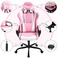 Gaming Chair Office Chair Desk Chair Ergonomic Executive Swivel Rolling Computer Chair With Lumbar Support, Pink