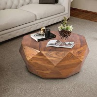 The Urban Port 33-Inch Diamond Shape Acacia Wood Coffee Table With Smooth Top, Dark Brown
