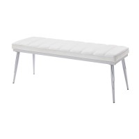 Acme Weizor Bench In White Pu & Chrome