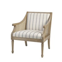 Martha Stewart Isla Accent Chairs For Living Room With Solid Wood Frame, Cane Webbed Swoop Track Arms, Turned Legs, Farmhouse, Coastal, Cottage, Deep Seating Lounge - Reclaimed Wood Beige