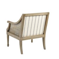 Martha Stewart Isla Accent Chairs For Living Room With Solid Wood Frame, Cane Webbed Swoop Track Arms, Turned Legs, Farmhouse, Coastal, Cottage, Deep Seating Lounge - Reclaimed Wood Beige