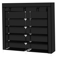 Knocbel 6 Tiers Shoe Rack Dustproof & Water-Resistant Non-Woven Fabric Closet Storage Cabinet Organizer, 44 X 11 18 X 43 14 (Black)