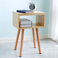 Exilot Solid Wood Nightstand Mid-Century Modern Bedside Table Minimalist And Practical End Side Table, Natural Wood Color
