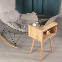 Exilot Solid Wood Nightstand Mid-Century Modern Bedside Table Minimalist And Practical End Side Table, Natural Wood Color