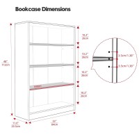 Wood Bookcase 4-Shelf Freestanding Display Wooden Bookshelf For Home Office School (11.6 D*33 W*48 H,White)