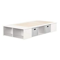 South Shore Flexible Platform Bed With Baskets Pure White, Contemporary