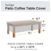 Vailge Rectangular Coffee Table Cover - Outdoor Lawn Patio Furniture Covers With Padded Handles And Durable Hem Cord - Heavy Duty And Waterproof,Fits Large Rectangular Coffee Table (Grey)