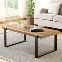 Foluban Rustic Coffee Table,Wood And Metal Industrial Cocktail Tableafor Living Room, 47 Inch Oak