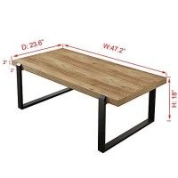 Foluban Rustic Coffee Table,Wood And Metal Industrial Cocktail Tableafor Living Room, 47 Inch Oak