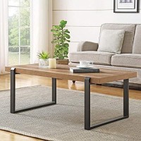 Foluban Rustic Coffee Table,Wood And Metal Industrial Cocktail Tableafor Living Room, 47 Inch Oak