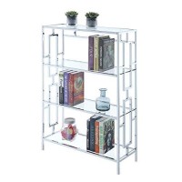 Convenience Concepts Town Square Chrome 4 Tier Bookcase, Clear Glass / Chrome Frame
