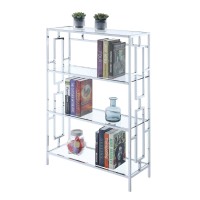 Convenience Concepts Town Square Chrome 4 Tier Bookcase, Clear Glass / Chrome Frame