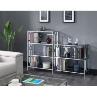 Convenience Concepts Town Square Chrome 4 Tier Bookcase, Clear Glass / Chrome Frame