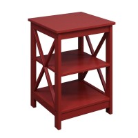 Convenience Concepts Oxford End Table With Shelves, Cranberry Red