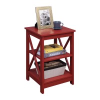 Convenience Concepts Oxford End Table With Shelves, Cranberry Red