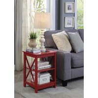 Convenience Concepts Oxford End Table With Shelves, Cranberry Red