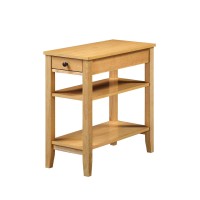 Convenience Concepts American Heritage 1 Drawer Chairside End Table With Shelves, 23.5L X 11.25W X 24H, Natural