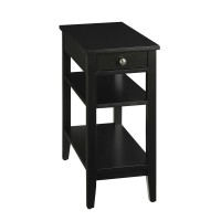 Convenience Concepts American Heritage 1 Drawer Chairside End Table With Shelves, 23.5L X 11.25W X 24H, Natural
