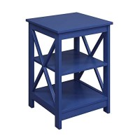 Convenience Concepts Oxford End Table With Shelves, Cobalt Blue