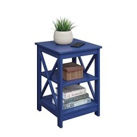 Convenience Concepts Oxford End Table With Shelves, Cobalt Blue