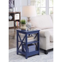 Convenience Concepts Oxford End Table With Shelves, Cobalt Blue