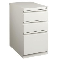 Hirsh Industries 20 In. Deep Mobile Pedestal 3-Drawer Box/Box/File Full Width Pull (Light Gray)