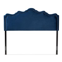 Baxton Studio Nadeen Modern And Contemporary Navy Blue Velvet Fabric Upholstered Queen Size Headboard