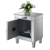 Convenience Concepts Gold Coast Clock End Table, Mirror Silver