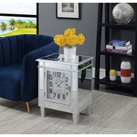 Convenience Concepts Gold Coast Clock End Table, Mirror Silver